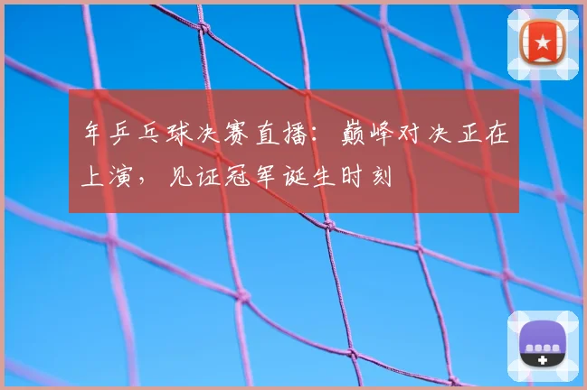 年乒乓球决赛直播:巅峰对决正在上演,见证冠军诞生时刻